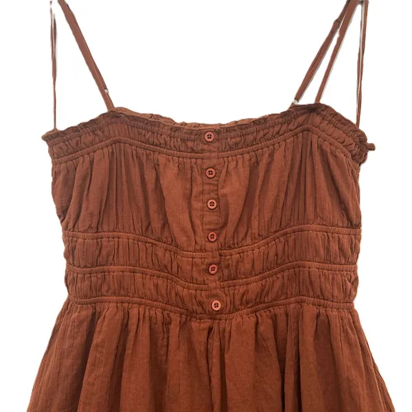 Aeropostale Cinnamon Smocked Cotton Mini Dress XL • Boho Summer Beachy Vacation - Image 7