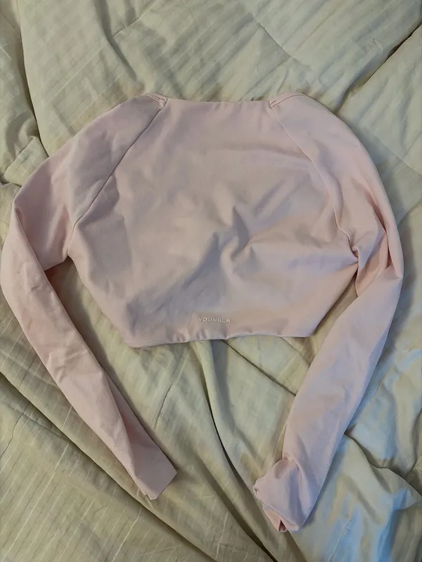 YoungLa Pink Twist Front Cropped Long Sleeve - Image 2