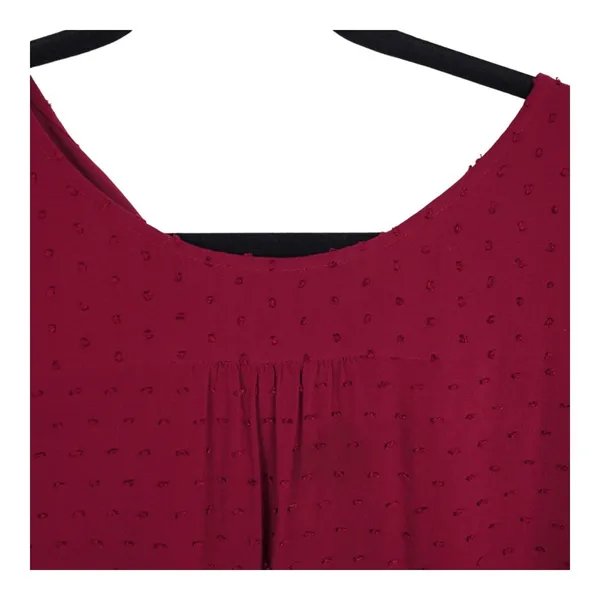 Maeve Anthropologie Blouse Womens 10 Burgundy Swiss Dot Scallop Hem 3/4 Sleeve - Image 4