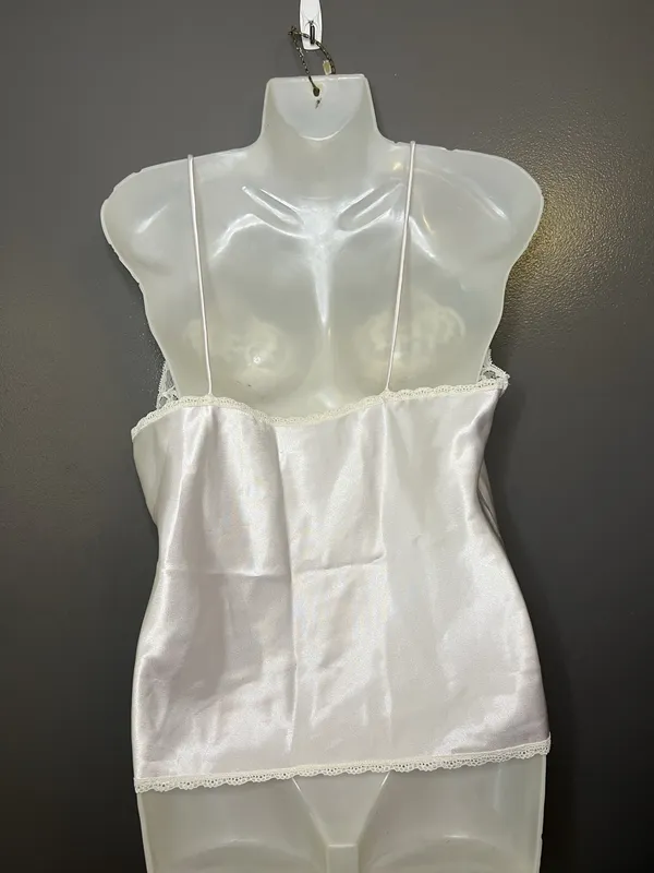 Amanda's Closet Camisole Tank Top Womens Medium Pink Satin Lace Embroidered - Image 5