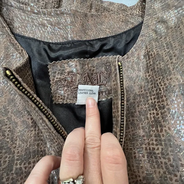 Live A‎ Little LAL Lined 100% Leather Jacket Zip Close Coat Brown Size Large L - Image 5