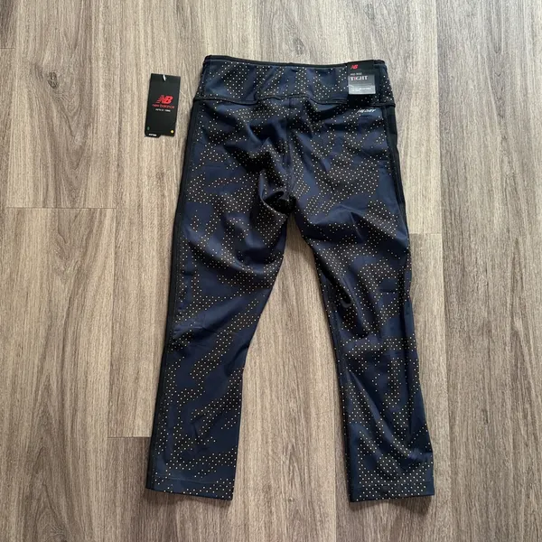 New Balance Black and Navy Leggings Size Small Mid Rise Tights 21” - Image 2