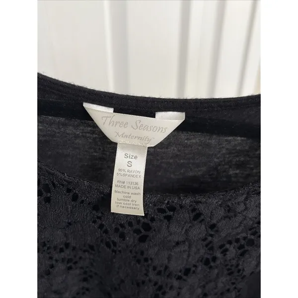 Three Seasons Maternity Lace Tank Top Womens Size S Black Sleeveless Rayon Blend - Image 2