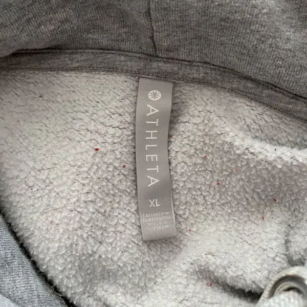 Athleta Gray Fleece Hoodie Size XL Women’s Cozy Pullover Sweatshirt - Image 3