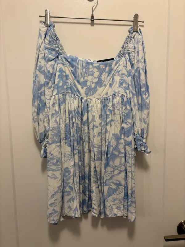 Blue and White Babydoll Dress - Image 3