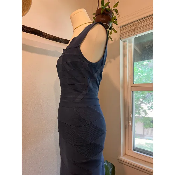 Herve Leger Quinn Washed Blue Bandage Off Shoulder Mini Dress Size Small - Image 4