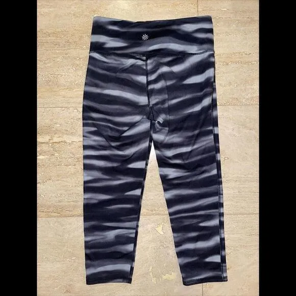ATHLETA Capri Cropped Pants‎ Athletic Yoga Run Black Gray S - Image 3