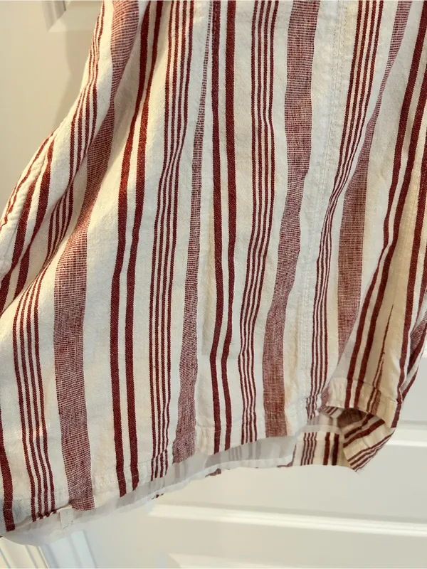American Eagle Linen Blend Jumper Dress Cream Red Size M - Image 8