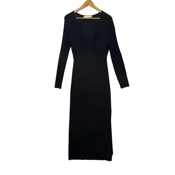 ASTR The Label Black Twist Front Ribbed Knit Long Sleeve‎ Midi Dress Medium - Image 2