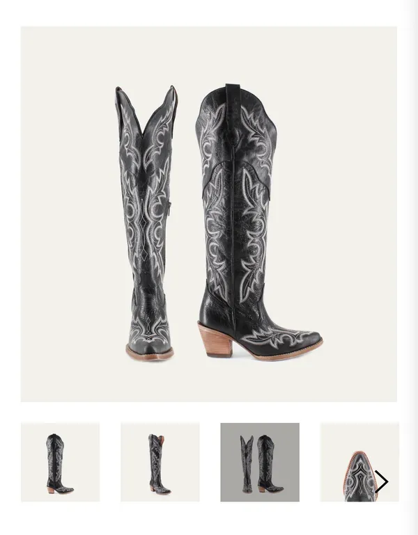 Buck & Brana Tall Western Boots – Black Embroidered Knee-High Boots 7.5 - Image 5