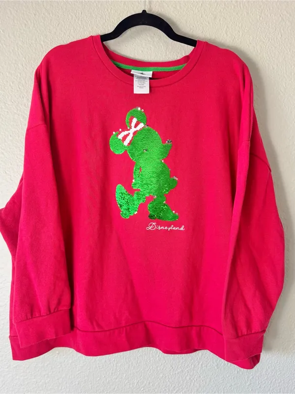 Disney Parks Minnie Mouse Reversible Sequin Crew Neck Sweatshirt Size 3X - Image 2