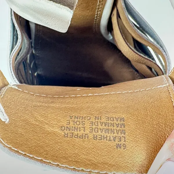 Gianni Bini Cream Leather Caged Ankle Booties cutout Pointed Toe‎ Block Heel 6M - Image 10