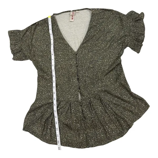 Anthropologie Y2K‎ Green Print blouse - Image 5