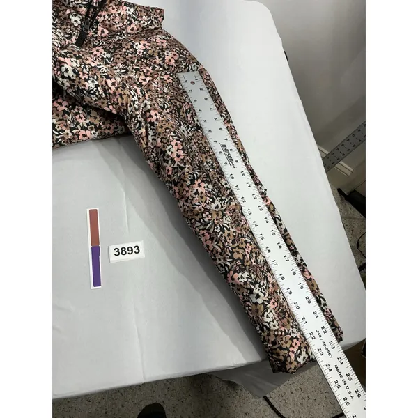 Womans Time & Tru XL 16-18 Floral Puffy Coat Full Zip Lined Multicolor - Image 9