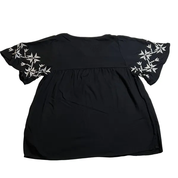 Old Navy Split Neck Embroidered Boho Blouse Size S Boho Peasant Festival Casual - Image 2