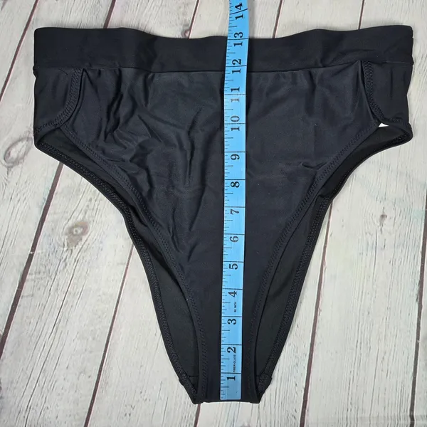 Aerie‎ Bikini Bottom High Cut Cheeky Banded Black L - Image 10