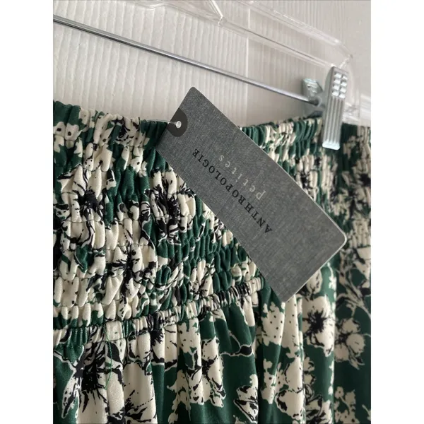 Anthropologie Hutch Floral Wide Leg Pants Womens Size SP Green Smocked Waist NEW - Image 3