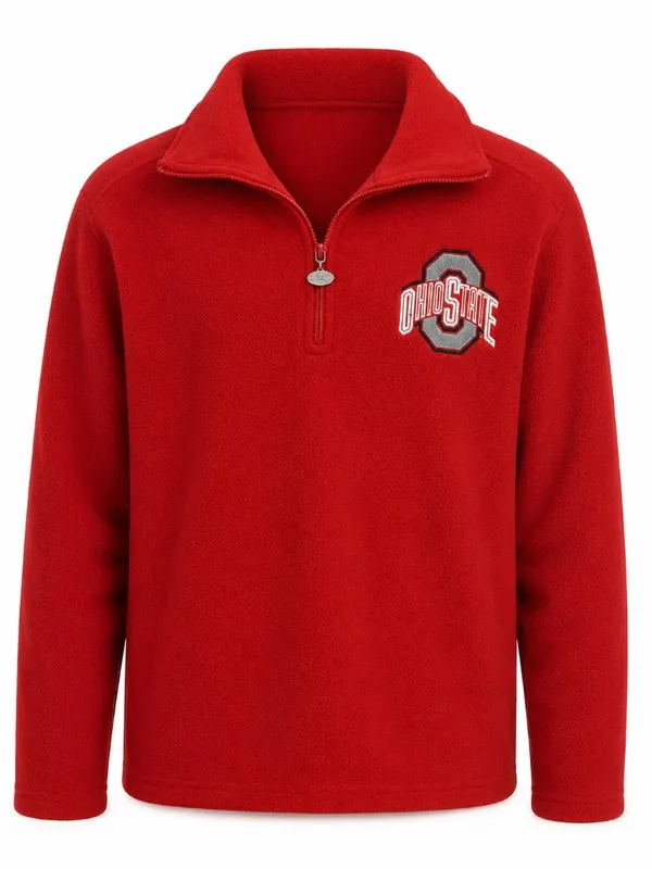 Vintage BellePointe Ohio State Buckeyes Red Fleece Quarter Zip L - Image 2