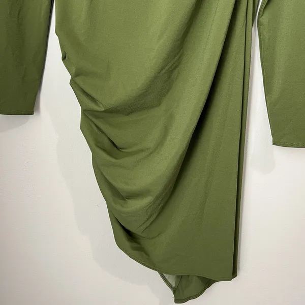 Abercrombie & Fitch Women's Small‎ Asymmetrical Ruched Long Sleeve Mini Dress - Image 5