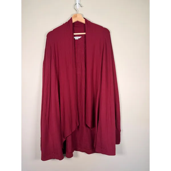 Athleta Pranayama Wrap Cardigan Dark Red XL 882498-12 Open Front Shawl‎ Collar - Image 2