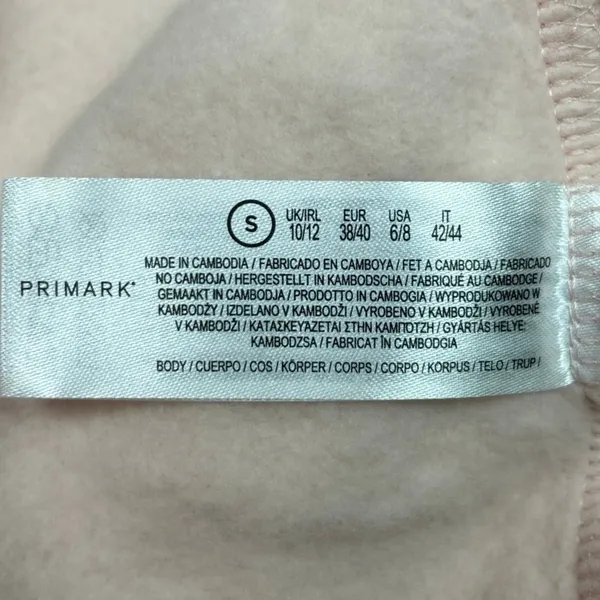 NEW Primark Light Pink Los Angeles Pullover Hoodie Crop Fleece Sweatshirt Size S - Image 8
