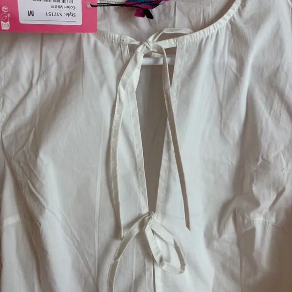 Edikted White‎ Tie-Front Peplum Top Short Sleeve Blouse Womens Size M NEW - Image 3