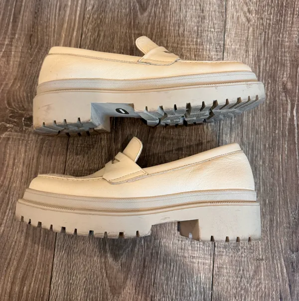 Patina Cream/White Platform Loafers (Leather) White Size 6.5 - Image 4