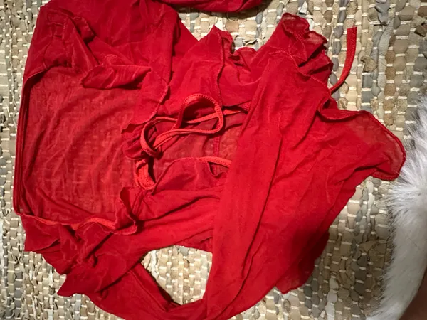 Red sheer blouse top Size M - Image 3