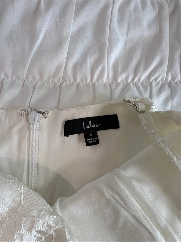 Lulu's Ivory Lace Spaghetti Strap Ruffled Mini Dress - Image 4