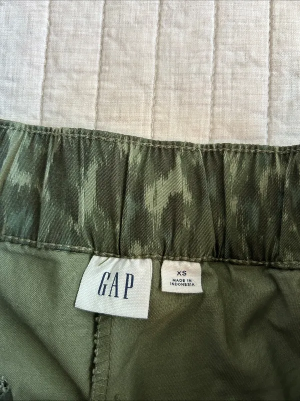 Gap green leopard print khaki cotton, easy wide leg pants XS - Image 5
