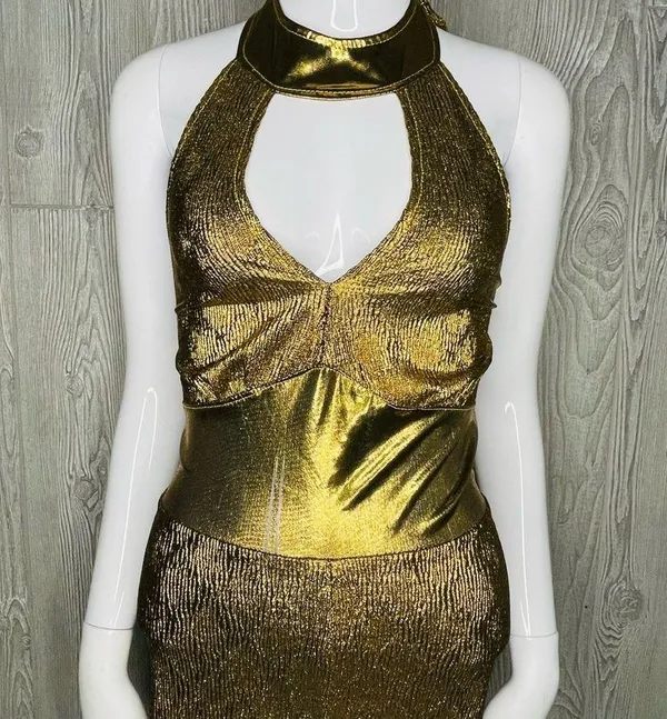 Costume culture Franco disco 70s diva Halloween costume cosplay gold jumpsuit sm - Image 3