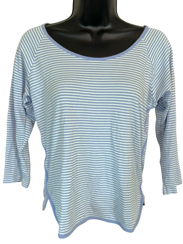 LAKE Pima Cotton Long-Long Pajama Set Hydrangea Preppy Blue Stripe - Image 3
