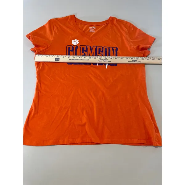 Hanes Clemson Tigers Womens Orange V Neck Tee Shirt Size XL - Image 4