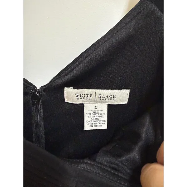 White House Black Market Black Ruched Empire Waist Cocktail Dress Size 2 LBD - Image 6