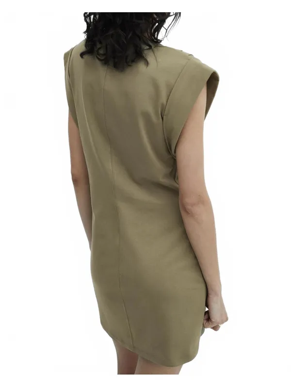 Mango Cotton Knitted Dress with Turn-Up Sleeves Dates Khaki Green NWT Size 2/XS - Image 3