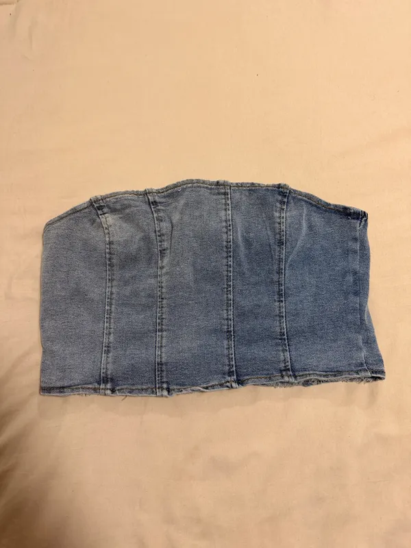 SheIn Denim Tube Top - Light Blue - Image 2