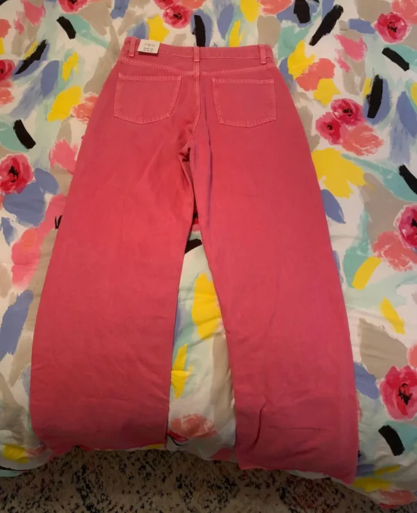 Zara Pink Wide Leg Jeans - Image 3