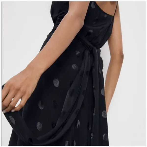 Zara Black Polka Dot Midi Slip Dress - Image 6