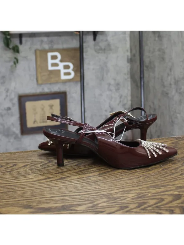 A New Day Womens Serafina Heels Rhinestone 94661788 Burgundy Red 10M - Image 6