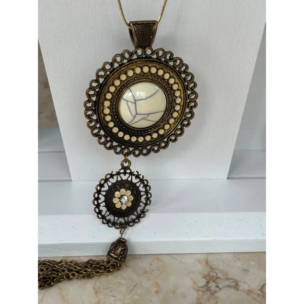 Bronze & Gold Multi-Style Pendant Necklace Set- 5 piece set - Image 6