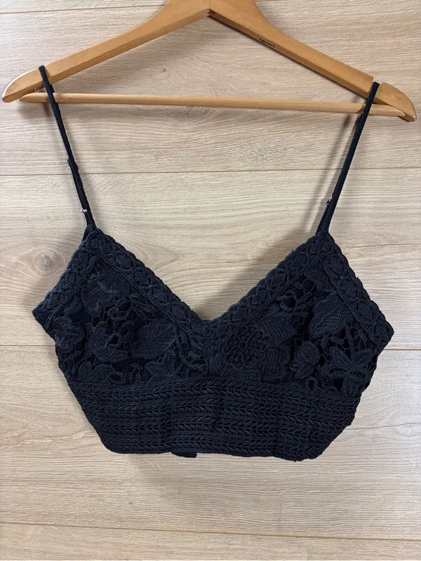 Aeropostale Black Lace Cropped Brami Top -Small - Image 2