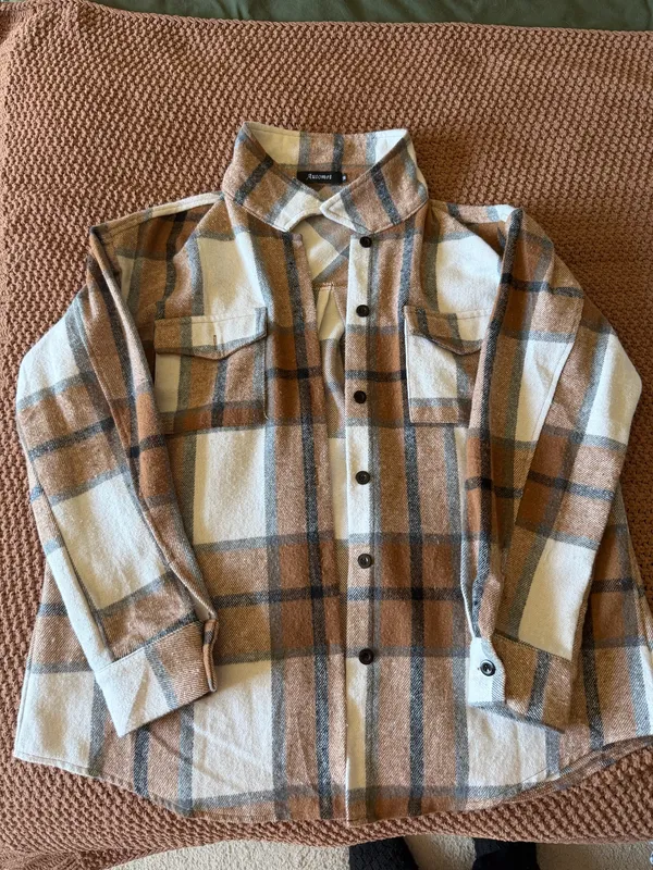 Flannel Shacket Brown Size M - Image 2