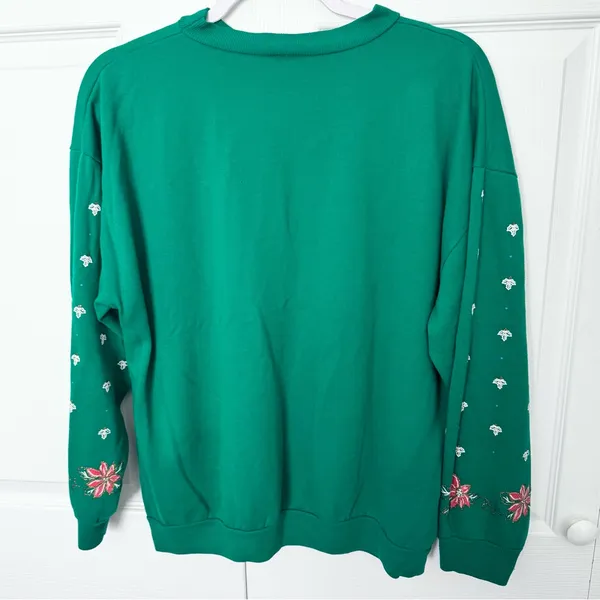 Vintage 90’s Christmas Teddy Bears Green Holiday Sweater w/ Glitter MD - AS IS - Image 9