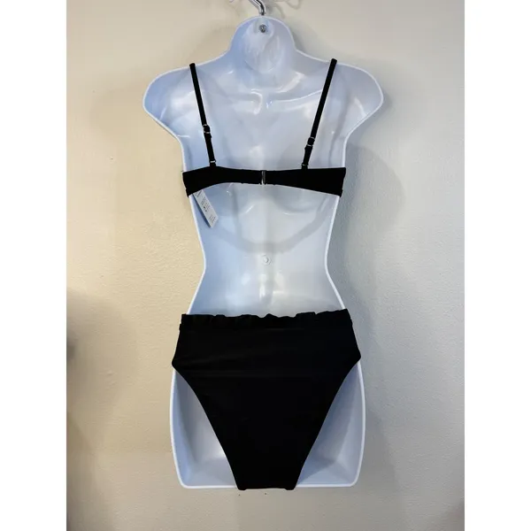 Cupshe Women Black Underwire Ruffle High‎ Waisted Bikini Set XS - Image 3
