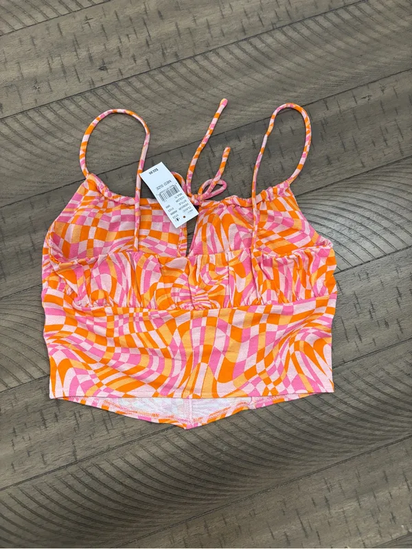 PacSun Orange & Pink Swirl Print Cropped Cami - Image 4