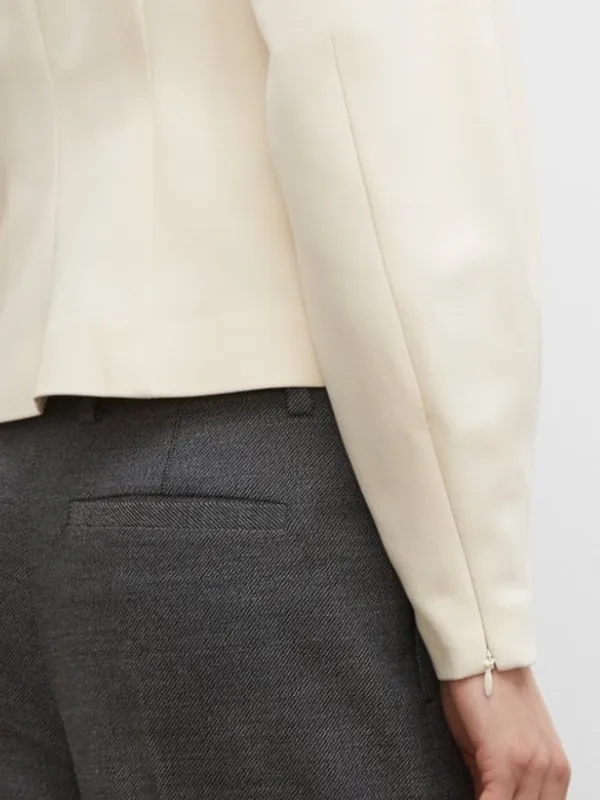 Club Monaco Square Neck Sculptural Sleeve Top in Egret - Image 4