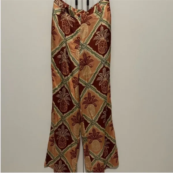 Farm Rio Floral Patterned pineapple Wide-Leg Pants‎ size small - Image 2