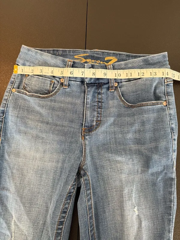 Seven7 Tummyless High Rise Skinny Jeans Size 4 Light Wash - Image 4