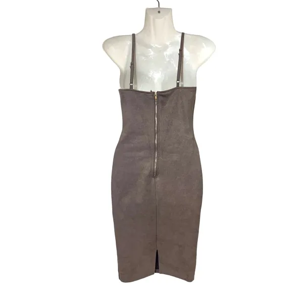 Women's Windsor Faux Suede Spaghetti Strap Party Dress Oatmeal Brown Size XS - Image 3