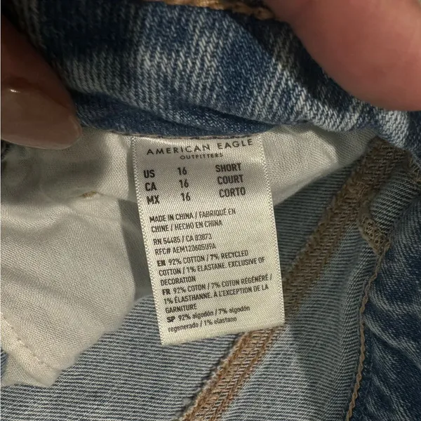 American Eagle Stretch Ripped Mom Jean High Waist 4041 Size 16 Short Streetwear‎ - Image 4